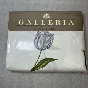 Vtg Galleria Cannon Mervyn's Flora Tulip King Flat Sheet No Iron 180 Threads